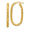 14k Yellow Gold Italian Twisted Oval Hoop Earrings 1.25in