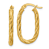 14k Yellow Gold Italian Twisted Oval Hoop Earrings 1in