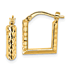 14k Yellow Gold Diamond-cut Square Hoop Earrings