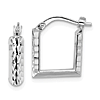 14k White Gold Diamond-cut Square Hoop Earrings