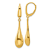 14k Yellow Gold Teardrop Dangle Leverback Earrings 1.75in