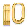 14k Yellow Gold Oval Hinged Huggie Hoop Earrings With Grooves