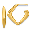 14k Yellow Gold Pointed J-Hoop Post Earrings