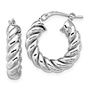 14k White Gold 3/4in Polished and Twisted Round Hoop Earrings 5mm Thick