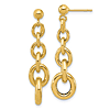 14k Yellow Gold Gradulated Circle Link Dangle Post Earrings 1.5in