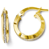 14k Yellow Gold Italian Glitter Round Hoop Earrings 1/2in