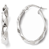 14kt White Gold 7/8in Polished Twisted Oval Hoop Earrings
