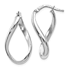 14k White Gold Italian Twisted Hoop Earrings with Polished Finish 1in