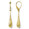 14kt Yellow Gold Diamond-cut Dangle Tear Drop Earrings