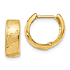 14k Yellow Gold Polished and Satin Huggie Hoop Earrings 1/2in