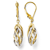 14kt Two-tone Gold Open Oval Basket Leverback Earrings