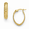 14k Yellow Gold Italian Diamond-cut Oval Hoop Earrings 7/8in