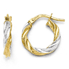 14kt Two-tone Gold 5/8in Italian Twisted Hoop Earrings