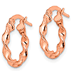 14kt Rose Gold 5/8in Polished Twisted Grain Hoop Earrings