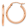 14k Rose Gold 3/4in Classic Hoop Earrings 2mm