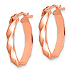 14kt Rose Gold 7/8in Polished Twisted Oval Hoop Earrings