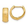 14k Yellow Gold Textured Huggie Hoop Earrings 1/2in
