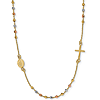 14k Tri-color Gold Rosary Sideways Cross Necklace