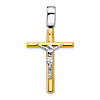 14k Two-tone Gold Crucifix Pendant with High Polish 1in