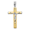 14K Two-tone Gold Block Crucifix Cross Pendant 1.5in