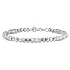 14k White Gold 7.25in Diamond-cut Bead Bracelet 4mm Thick