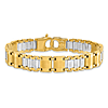 14k Two-tone Gold Men's Brushed Railroad Bar Link Bracelet 8.5in