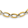 14k Two-tone Gold Italian Oval Link Necklace 18in