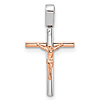 14k White and Rose Gold Crucifix Pendant with High Polish 1in