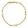 14k Yellow Gold Sideways Cross Bracelet with Twisted Links 7.5in