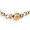 14k Tri-color Gold Brushed Bead Five Station Necklace