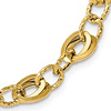 14k Yellow Gold Italian Diamond-cut Polished Oval Link Bracelet 7.5in
