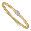 14k Yellow Gold Cubic Zirconia Stretch Bangle with Barrel Accent