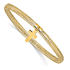 14k Yellow Gold Stretch Mesh Cross Bangle Bracelet