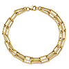 14k Yellow Gold Double-Layer Paper Clip Link Bracelet 7.5in