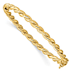14k Yellow Gold Twisted Bangle Bracelet With Diamond-cut and Polished Finish 7in