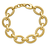 14k Yellow Gold Large Textured Oval Link Bracelet 7.5in