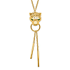 14k Yellow Gold Green Enamel Tiger Necklace with Dangling Bars