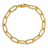 14k Yellow Gold 7.5in Textured Long Oval Link Bracelet 6.3mm Wide