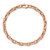 14k Rose Gold Polished and Textured Cable Link Bracelet 7.5in