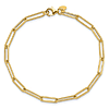 14k Yellow Gold Slender Paperclip Link Bracelet With Polished and Textured Finish 7.5in