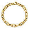 14k Yellow Gold Textured Hollow Long Link Bracelet 7.5in 
