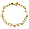 14k Yellow Gold Paper Clip and Circle Link Bracelet