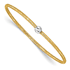 14k Two-tone Gold Stretch Bracelet with Diamond-cut Bead Accent