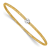 14k Two-tone Gold Stretch Cape Cod Bracelet with Diamond-cut Bead Accent