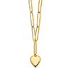 14k Yelow Gold Heart Paper Clip Link Necklace