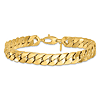 14k Yellow Gold Men's Flat Beveled Curb Link Bracelet