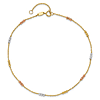14K Tri-color Gold Diamond-cut Triple Bead Station Anklet