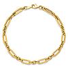 14k Yellow Gold Slender Long Oval and Circle Link Bracelet 7.5in