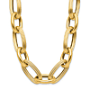 14k Yellow Gold Polished and Lined Cable Oval Link Necklace
