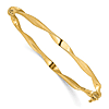 14k Yellow Gold Twisted Wavy Hinged Bangle Bracelet With Polished and Brushed Finish